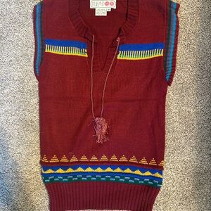 Vintage Huk-A-Poo Knit Sweater Vest | Retro Maroon |